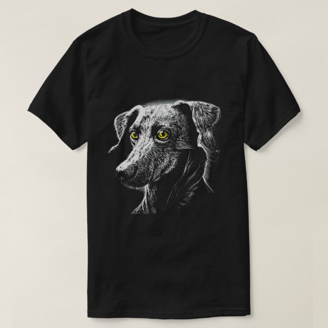 Green Eyes Scratchboard Mutt T - Shirt (Design vorne)