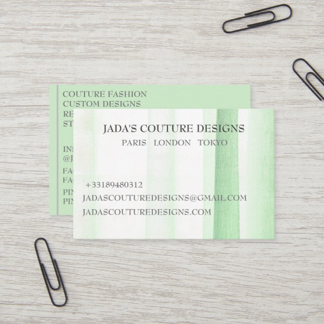 Green Fabric Designer Couture Visitenkarte (Vorderseite/Rückseite Beispiel)