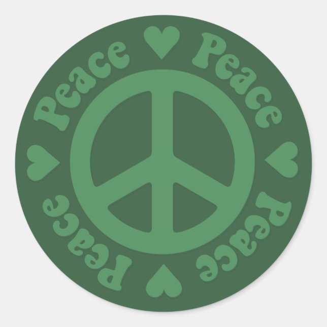 Green Fade Peace Sign Runder Aufkleber (Vorderseite)