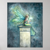 Green Fairy Candle Art Poster drucken