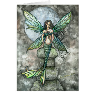 Green Fairy Mermaid Blank Card