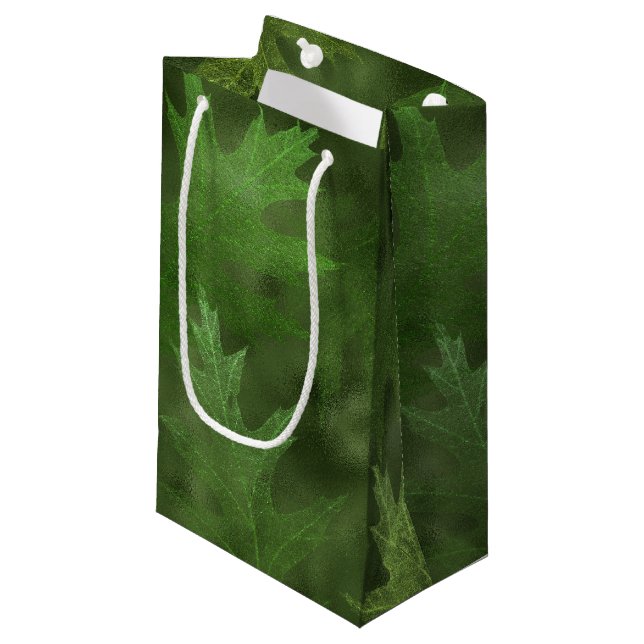 GREEN FALL AUTUMN LEAVES KLEINE GESCHENKTÜTE (Vorderseite Schrägansicht)