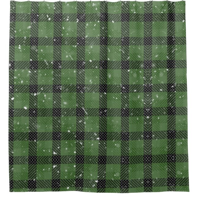 Green family christmas wallpaper duschvorhang (Vorderseite)