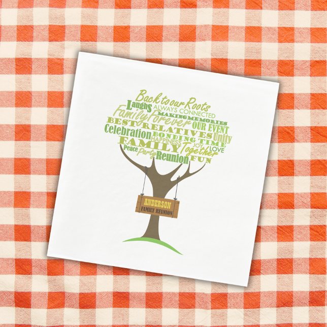 Green Family Wiedersehen Paper Napkin Serviette (Family Reunion)