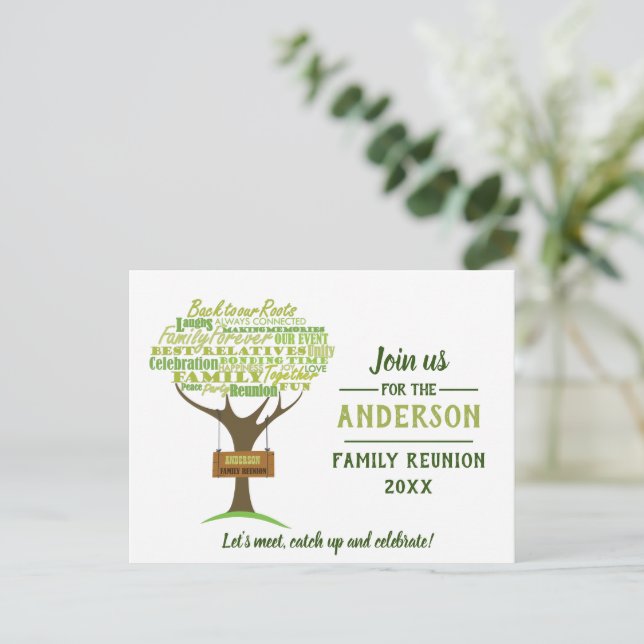 Green Family Wiedersehen Save the Date Postkarte (Stehend Vorderseite)