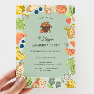 Green Farmers Market Organic Farm Fresh Birthday Einladung