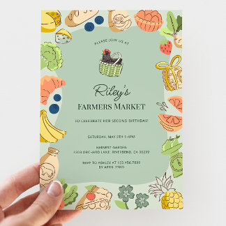 Green Farmers Market Organic Farm Fresh Birthday Einladung