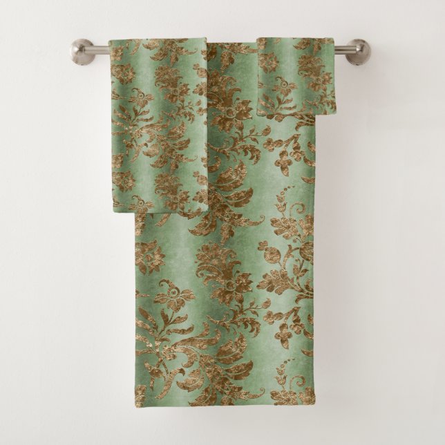 Green Faux Gold Velvet Élégante Salle de bain (En situation)
