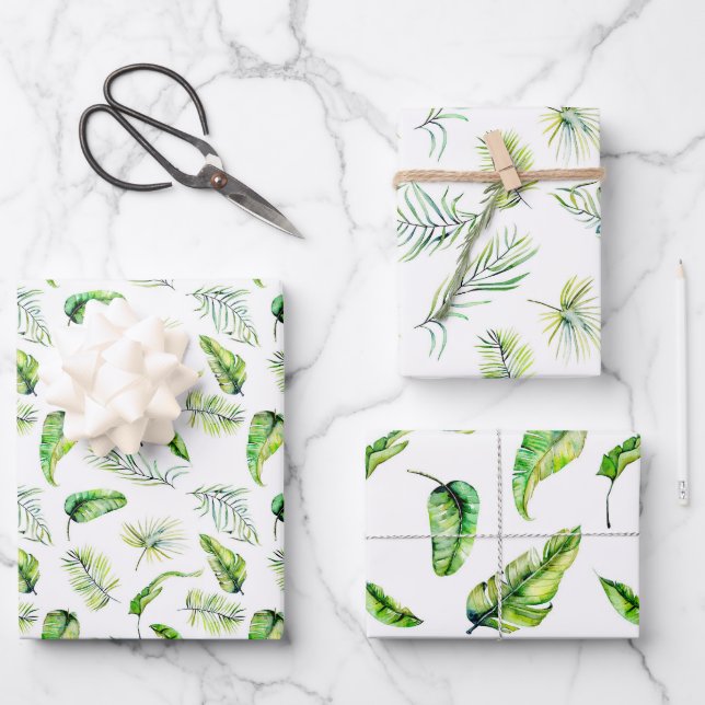 Green Fern-Blätter Geschenkpapier Set (Vorderseite)