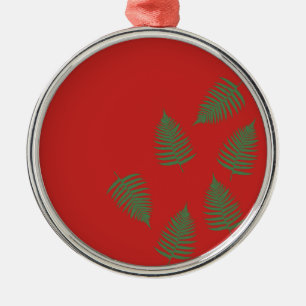 Green Fern Lucky Holiday Red Ornament