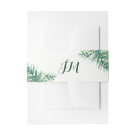 Green Fern Monogram Einladungsbanderole