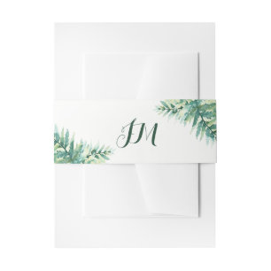 Green Fern Monogram Einladungsbanderole
