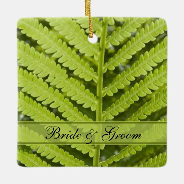 Green Fern Wedding Keramikornament (Vorderseite)