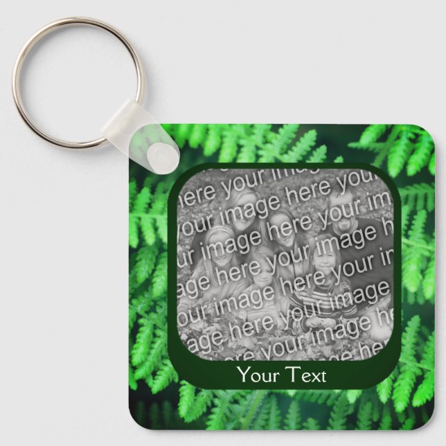 Green Ferns Frame Personalisiert Foto Schlüsselanhänger (Vorderseite)