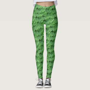 Green Ferns Nature Pattern Leggings