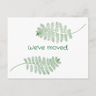 Green Ferns on Custom New Address Postcards Postkarte