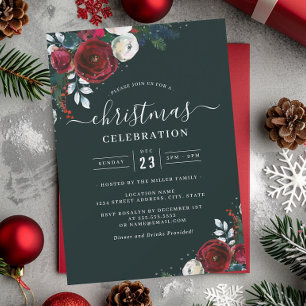 Green Festivals Rotes Weihnachtsfest Party Einladung