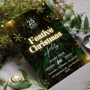 Green Festivals Weihnachts-Party-Poster Begleitkarte