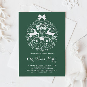 Green Festive Verziert Ornament Weihnachten Party Einladung