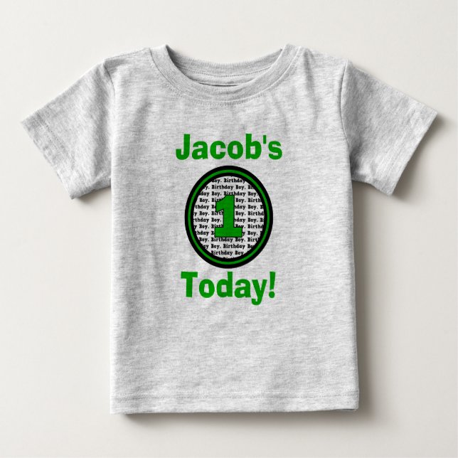 Green First Birthday Boy Shirt (Vorderseite)
