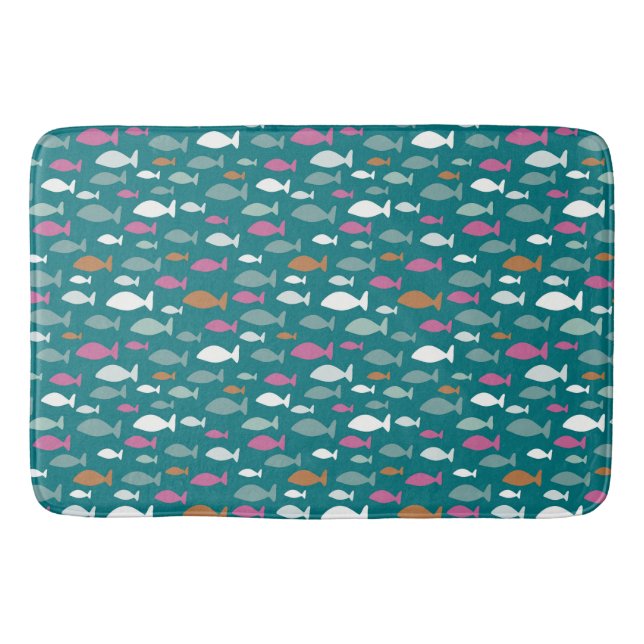 Green Fish Shoal Badematte (Vorderseite)