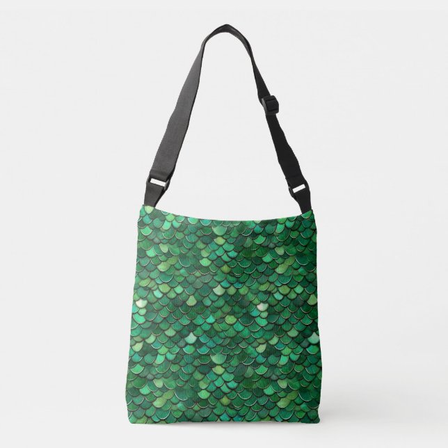 Green Flake Print Tragetaschen Mit Langen Trägern (Vorderseite)