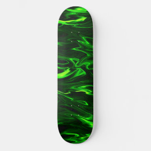 Green Flame Wave Skateboard Deck