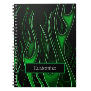 Green Flames Notebook Notizblock