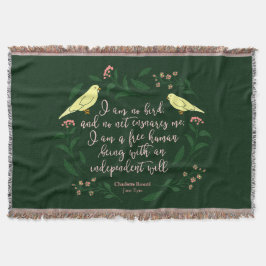 Green Floral Bird Zitat Jane Eyre Charlotte Bronte Decke