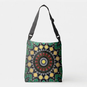 Green Floral Boho Verziert Mandala Tragetaschen Mit Langen Trägern
