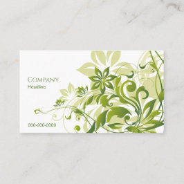 Green Floral Business Card Visitenkarte