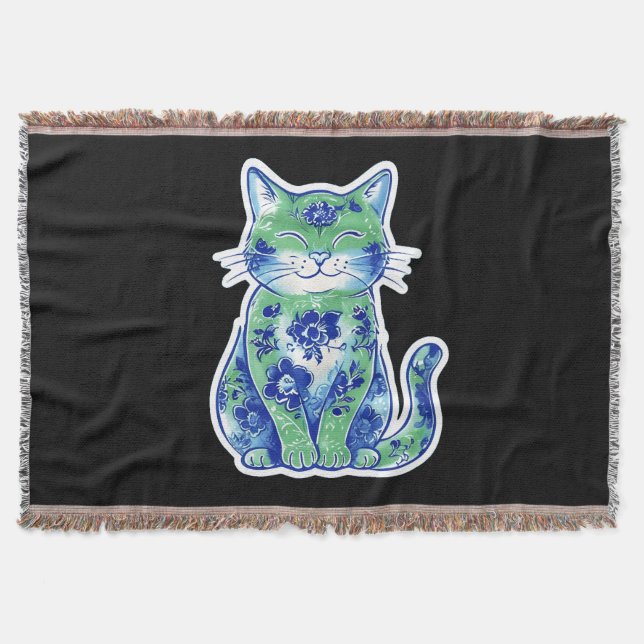 Green Floral Cat  Decke (Vorderseite)