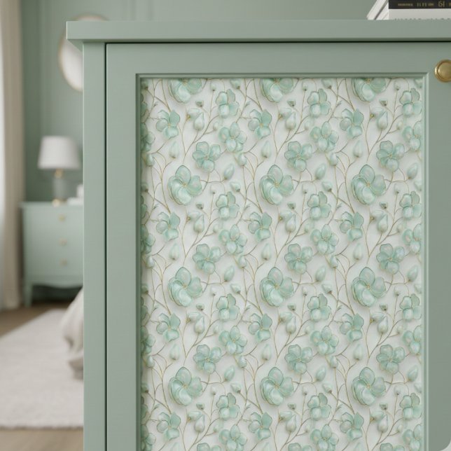 Green Floral Decoupage Tissue Paper Seidenpapier (romantic green floral jewel decoupage tissue paper)