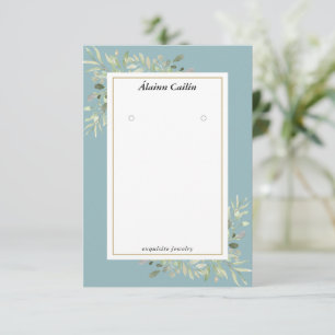 Green Floral Earring Display Card Begleitkarte