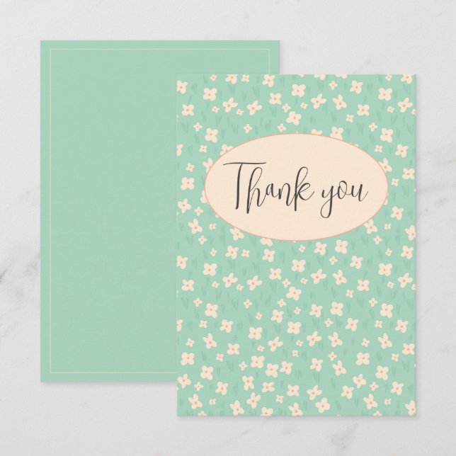 Green Floral Flor Vielen Dank Karte (Vorne/Hinten)