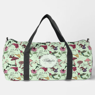 Green Floral Hummingbird Nature Sports Fitness Sac