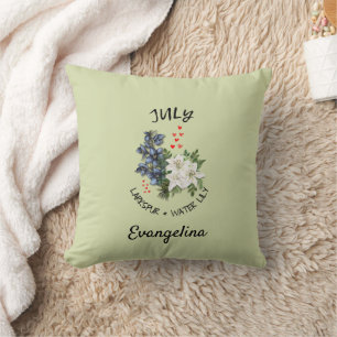 Green Floral JULI Geburtsmonat Blume Individuelle  Kissen