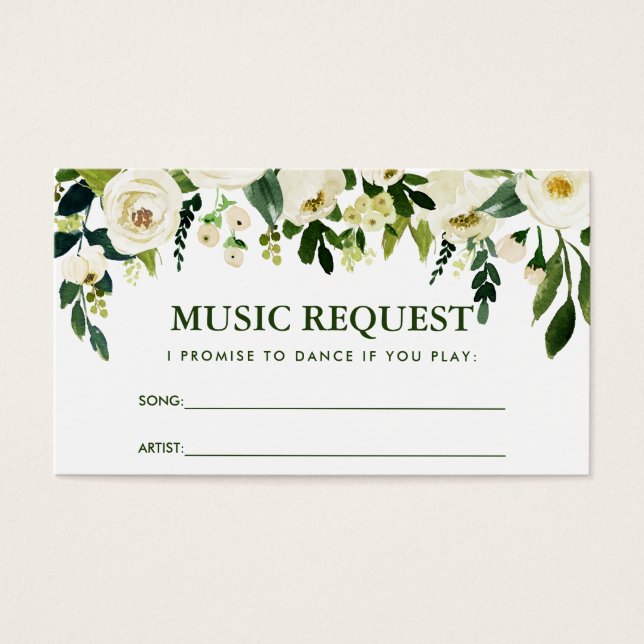 Green Floral Mariage Music Chanson Demande Carte G (Devant)