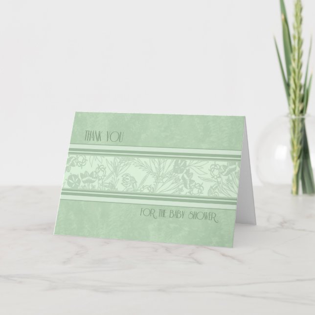 Green Floral Merci pour la carte Baby shower d'acc (Devant)