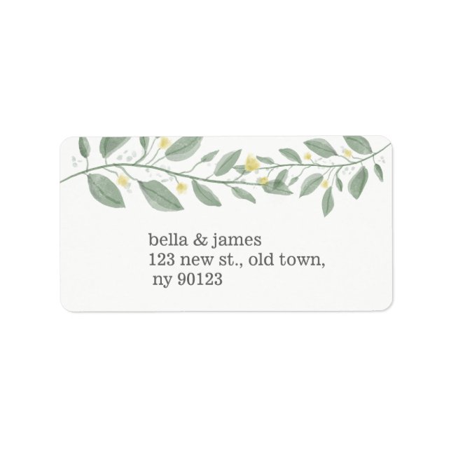 Green Floral Minimalistisch Address Label Adressaufkleber (Vorne)