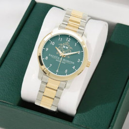  Green Floral Monogram Wedding Personalized Couple Armbanduhr