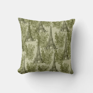 Green Floral Paris Eiffel Tower Kissen