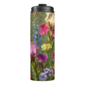 Green Floral Pattern Travel Tumbler Cup  Thermosbecher