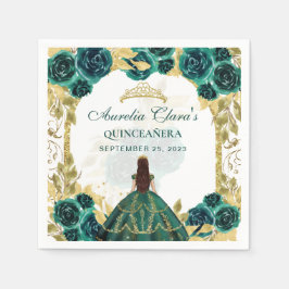 Green Floral Princess Gold Arch Quinceanera Serviette