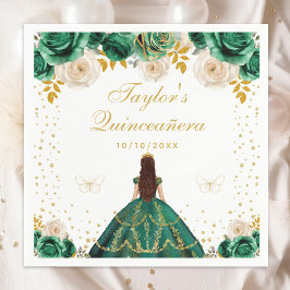 Green Floral Princess Quinceañera Serviette