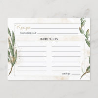 Green Floral Rezept Card Gold Sage