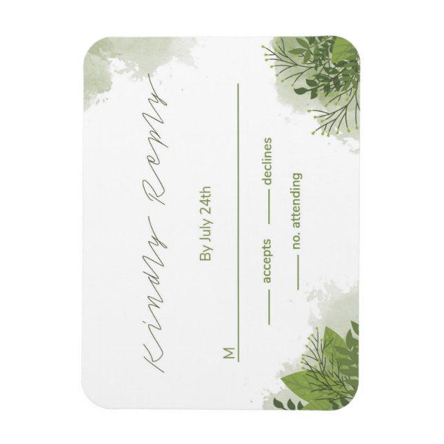 Green Floral RSVP Card Magnet (Vertikal)