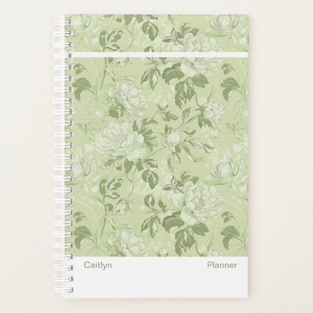 Green Floral Small Planner (Devant)