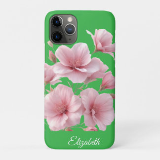 Green Floral Soft Pink Flowers Elegant Case-Mate iPhone Hülle