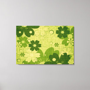 Green Floral Vintag Leinwanddruck
